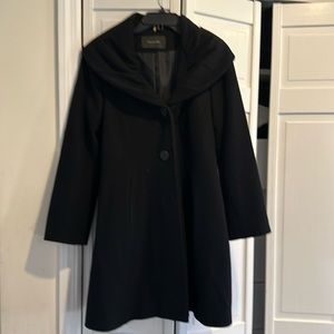 Tahari black A-line wool dress coat